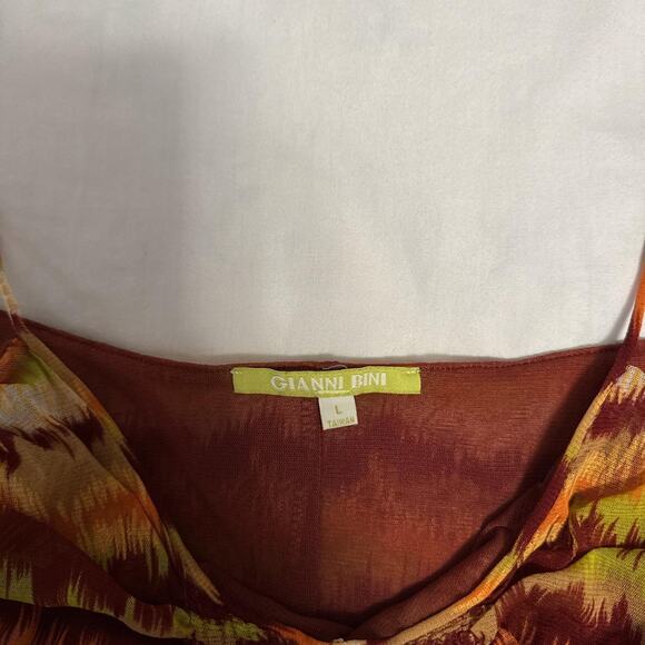 gianni bini y2k ikat slip dress pleated bust ruched spaghetti strap - Picture 5 of 7